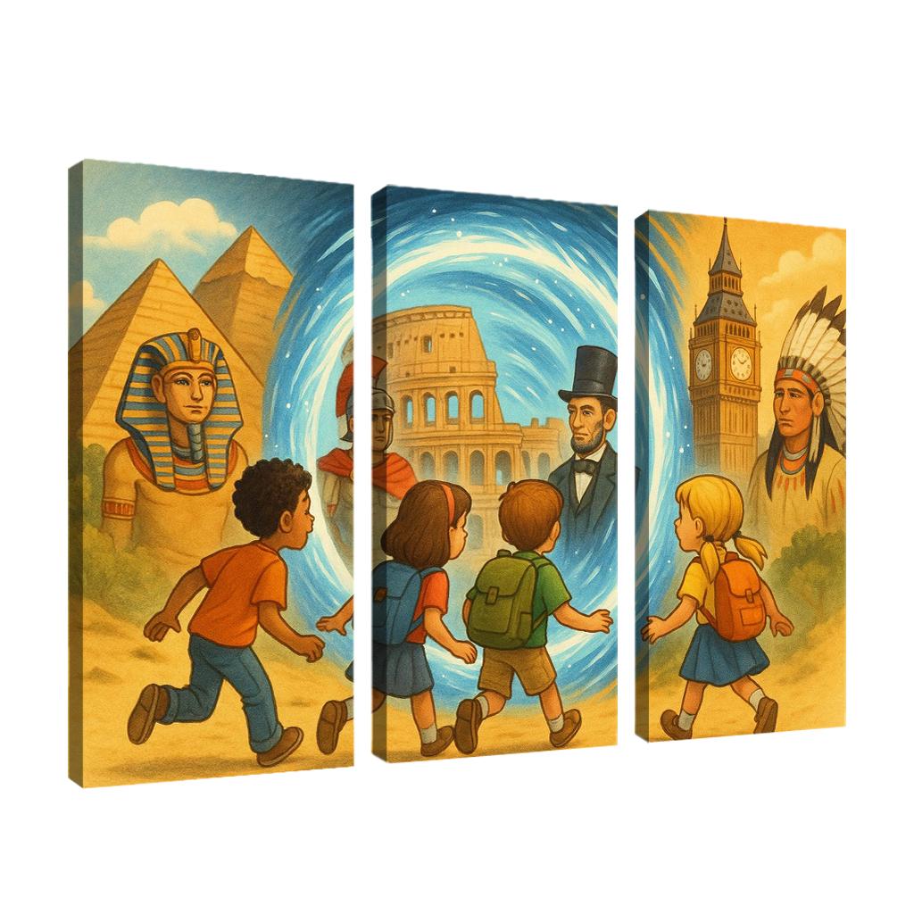 Time Travelers - History Adventure Framed Paintings