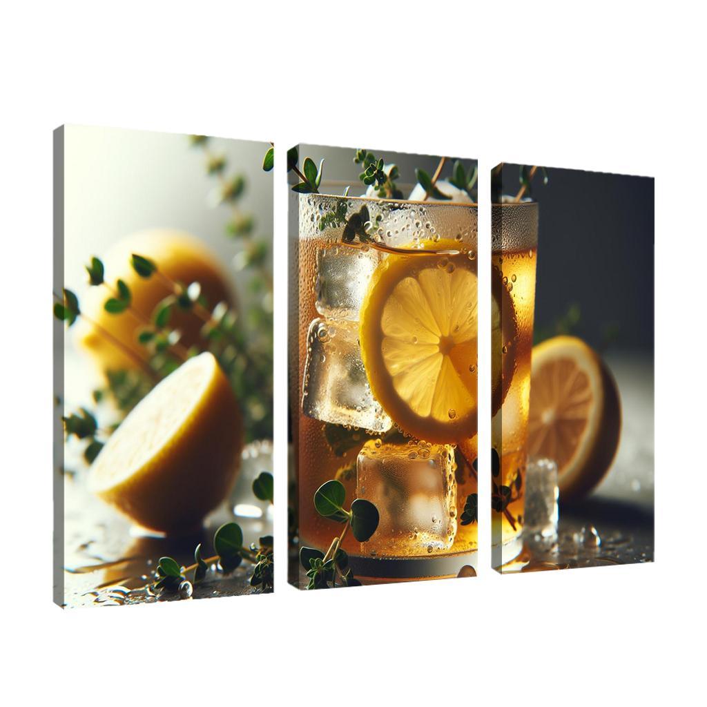 Lemon Thyme Infused Iced Tea 3 Piece HD Canvas Wall Art-Original Frame