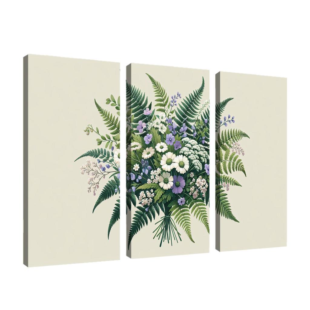 Enchanted Forest Blooms A Woodland Bouquet 3 Piece HD Canvas Wall Art-Original Frame