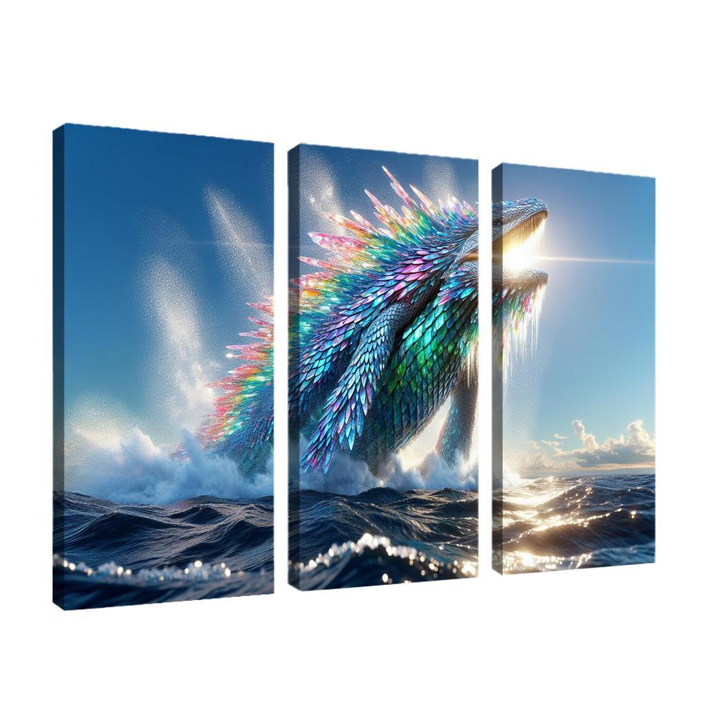 The Crystal Leviathan 3 Piece HD Canvas Wall Art-Original Frame