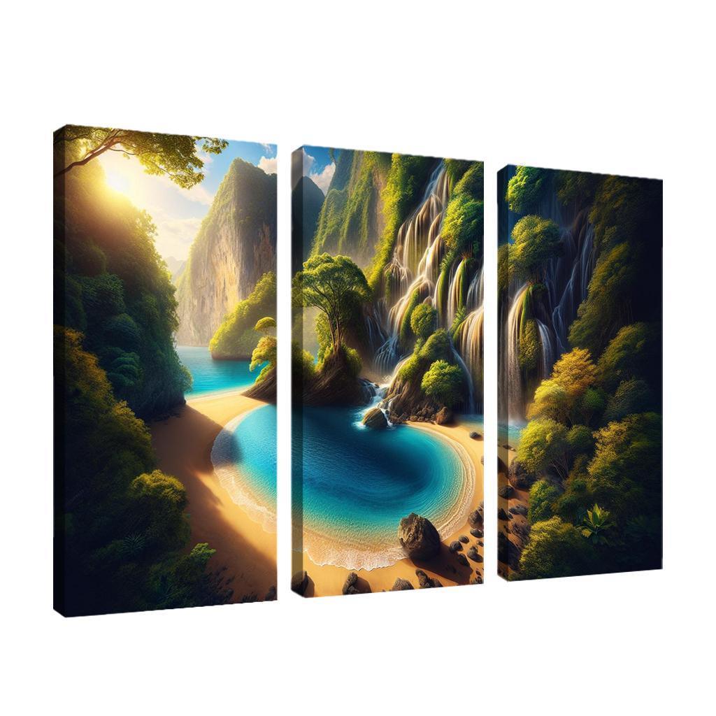Crystal Lagoon Hidden Waterfall Escape Multi-panel Paintings