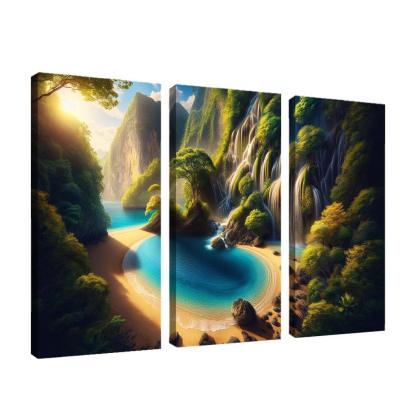 Crystal Lagoon Hidden Waterfall Escape Multi-panel Paintings