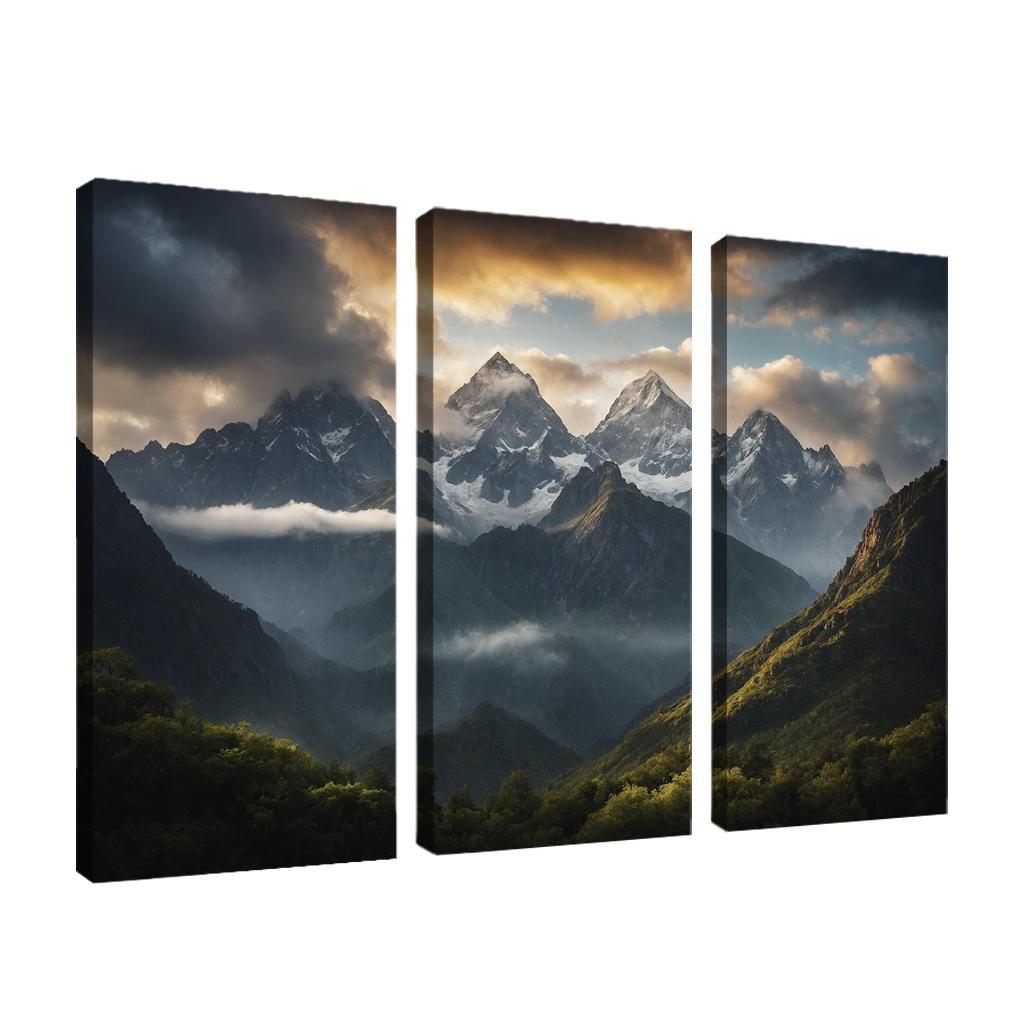 The Ethereal Serenity Of Cloudy Mountain Peaks Multi-panel Paintings