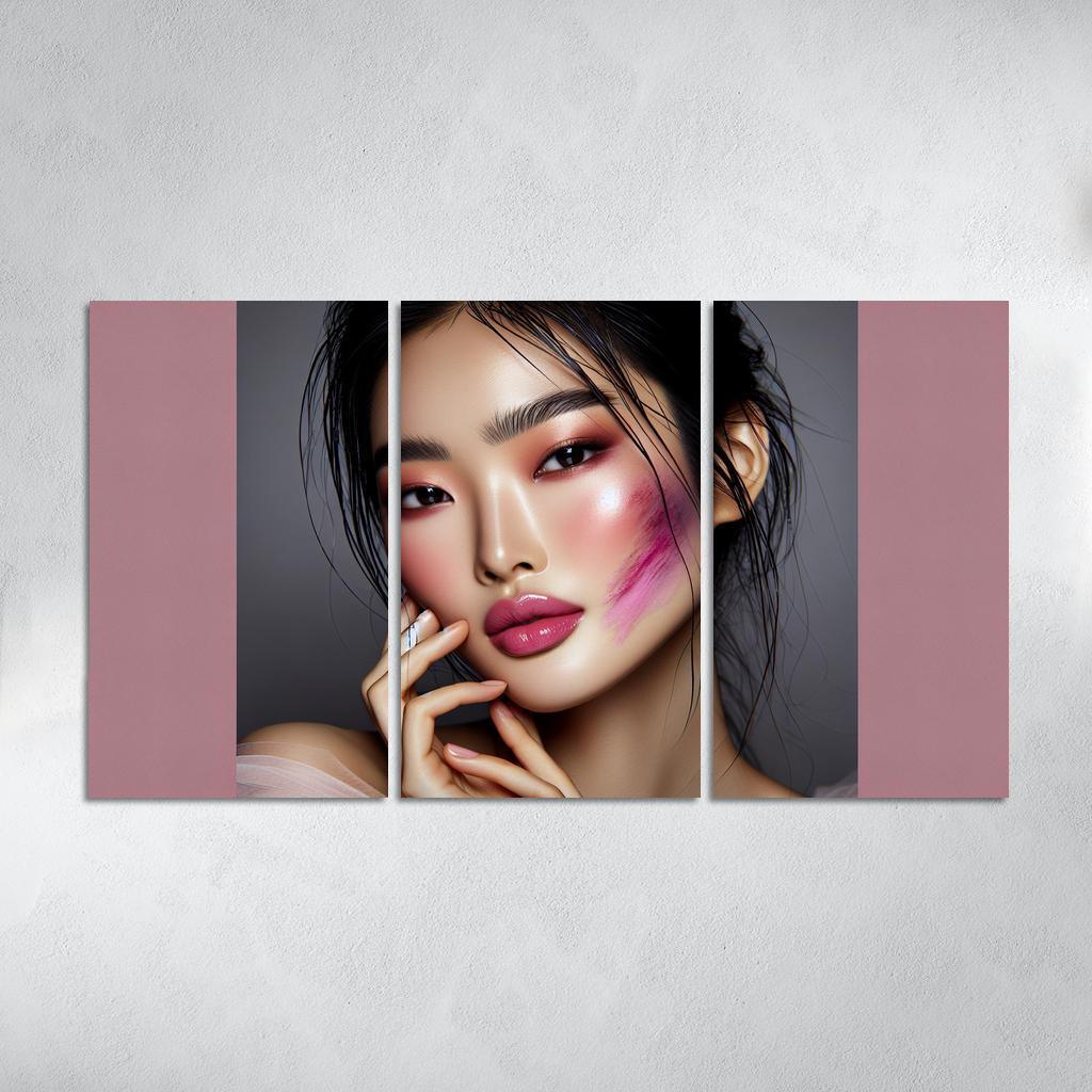 Monochrome Makeup Cohesive Looks 3 Piece HD Canvas Wall Art-Original Frame