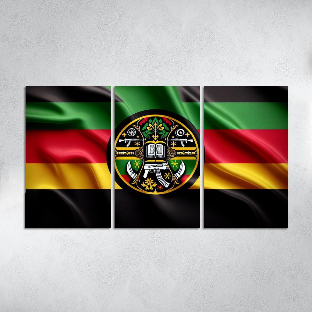 Symbol of Freedom The Flag of Mozambique 3 Piece HD Canvas Wall Art-Original Frame