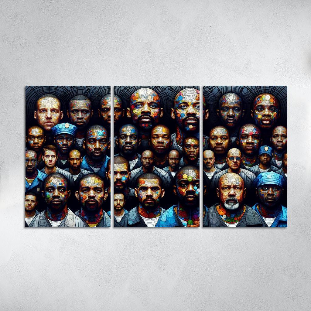 Echoes of Silence The Plight of the Incarcerated 3 Piece HD Canvas Wall Art-Original Frame