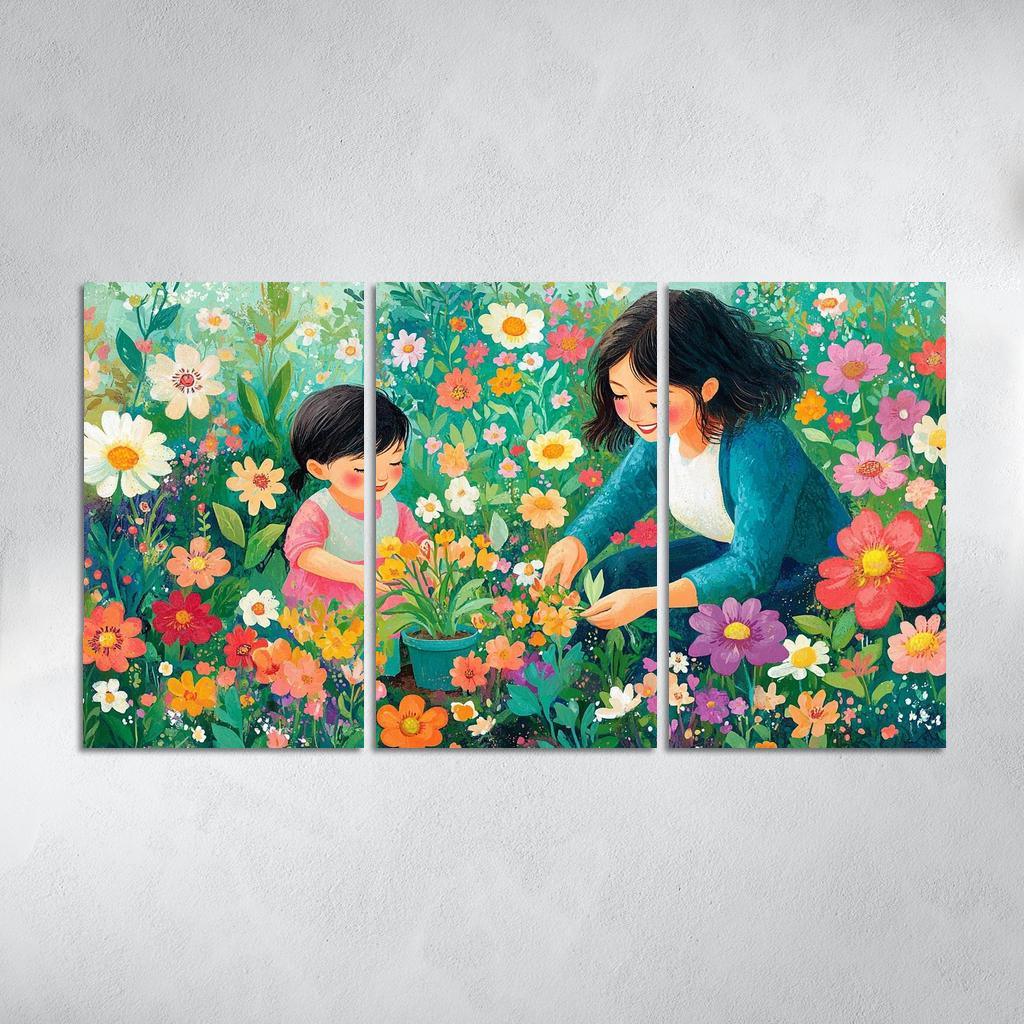 The Blooming Path A Mothers Nurturing Journey Canvas Paintings Frame