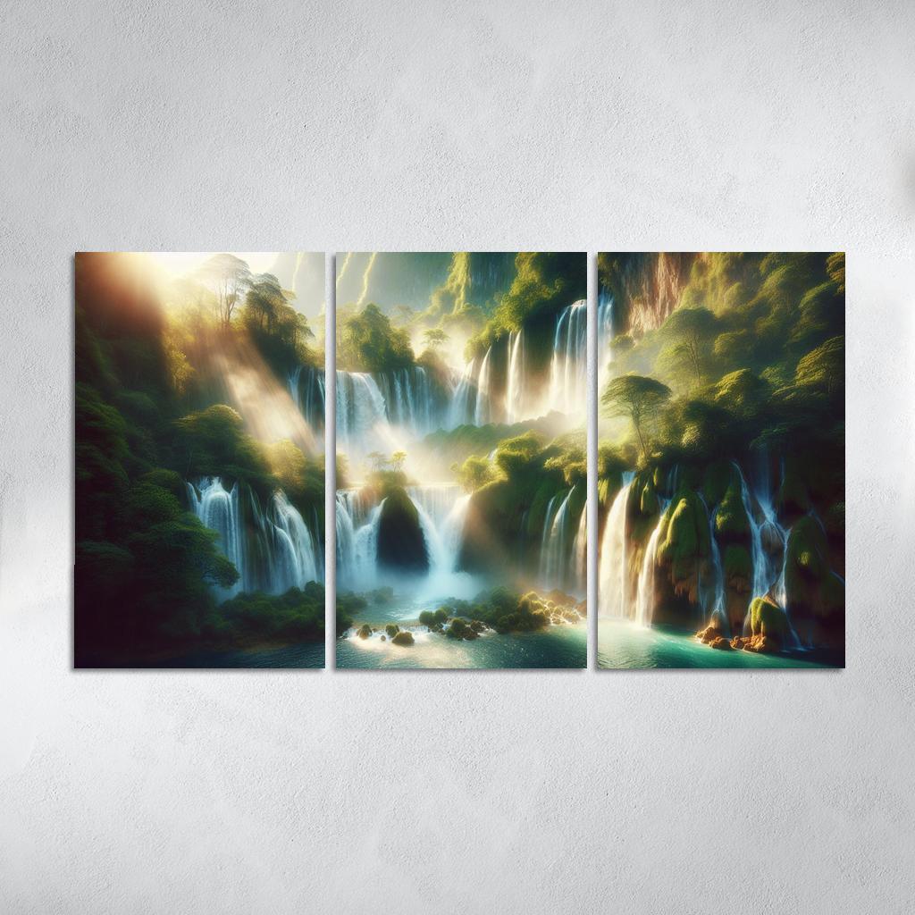 The Serene Cascades Of Crystal Falls Custom Paintings Frame