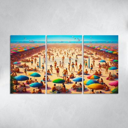 Sunny Retreat Vibrant Beach Life Abstract Paintings Frame