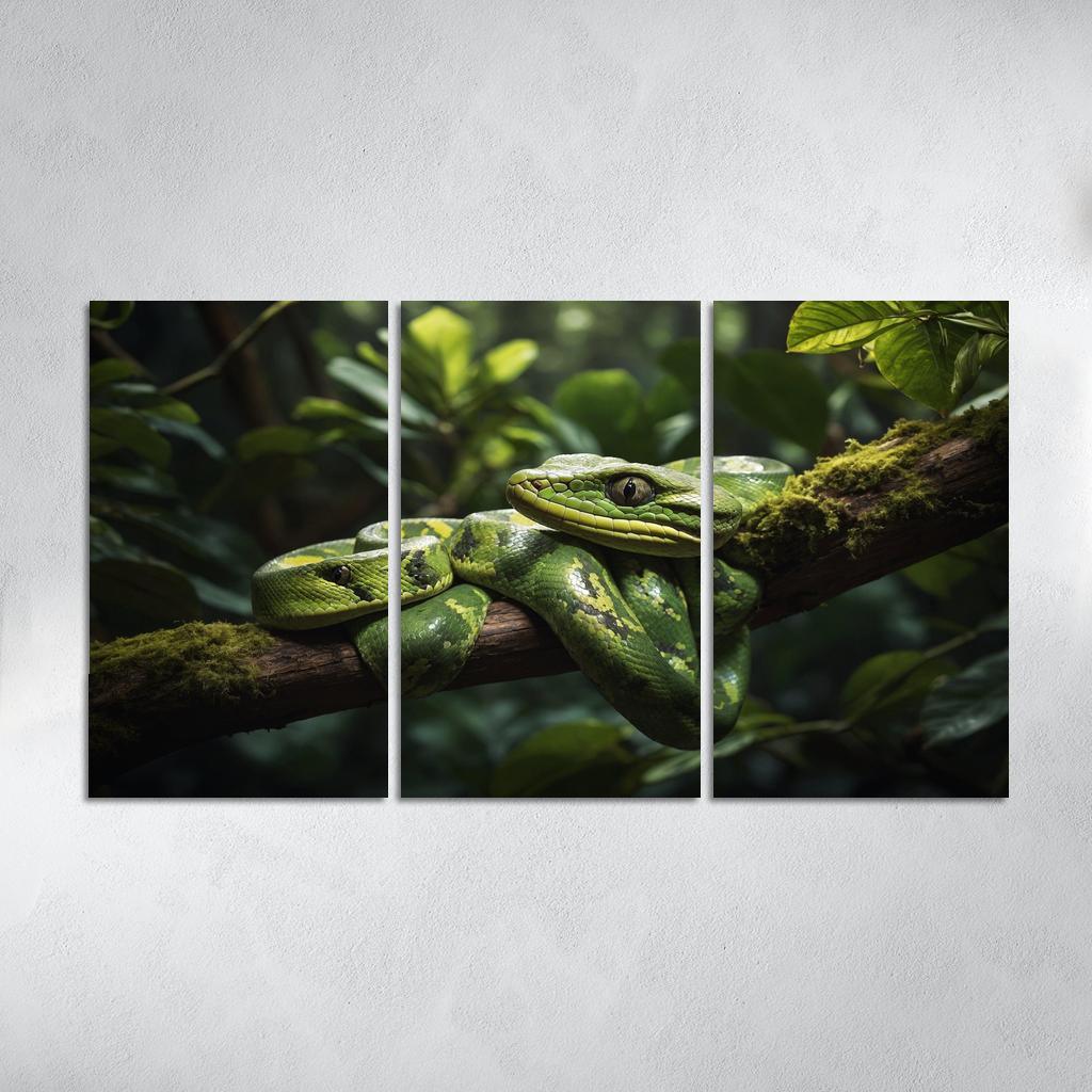 The Striking Green Tree Python Nature's Gem Oil Paintings Frame