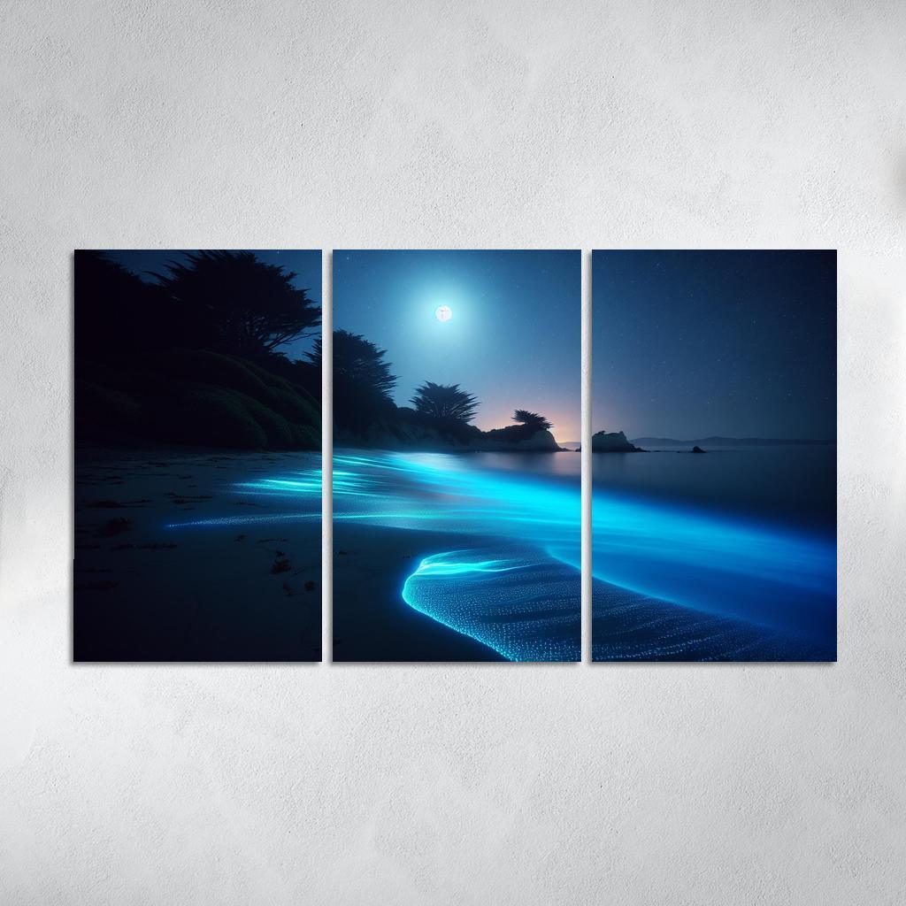 Moonlit Shores Nighttime Adventure Canvas Paintings Frame