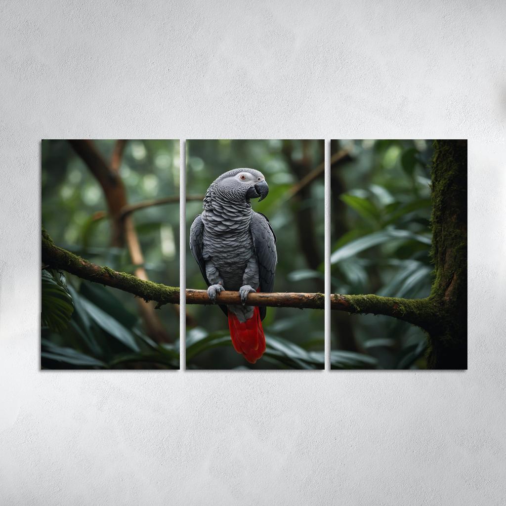 The Striking African Grey Parrot In The Canopy Framed Paintings