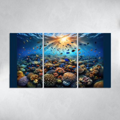 Sunset Reef Snorkel Under Vibrant Colors Custom Paintings Frame