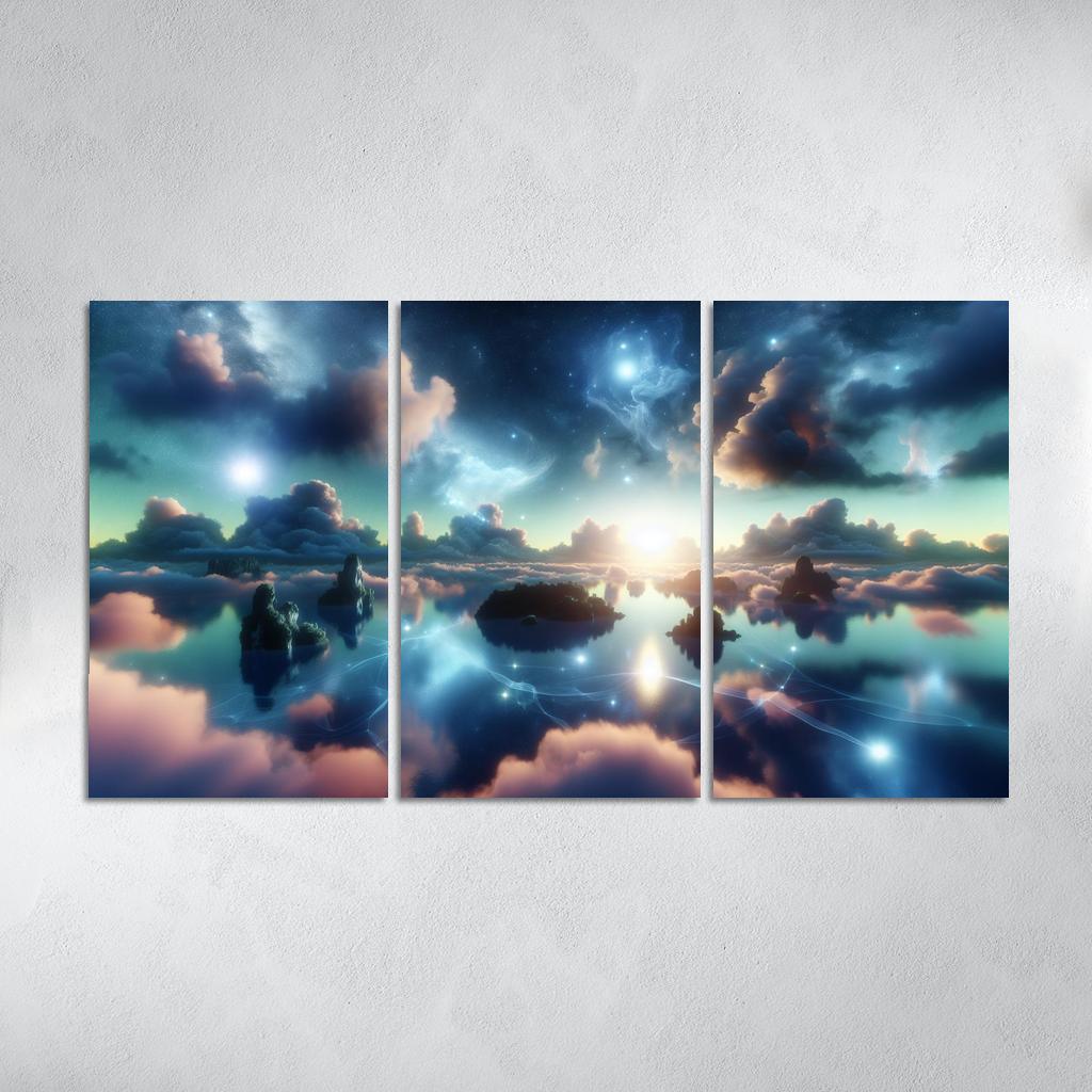 The Dreamweaver's Sanctuary 3 Piece HD Canvas Wall Art-Original Frame