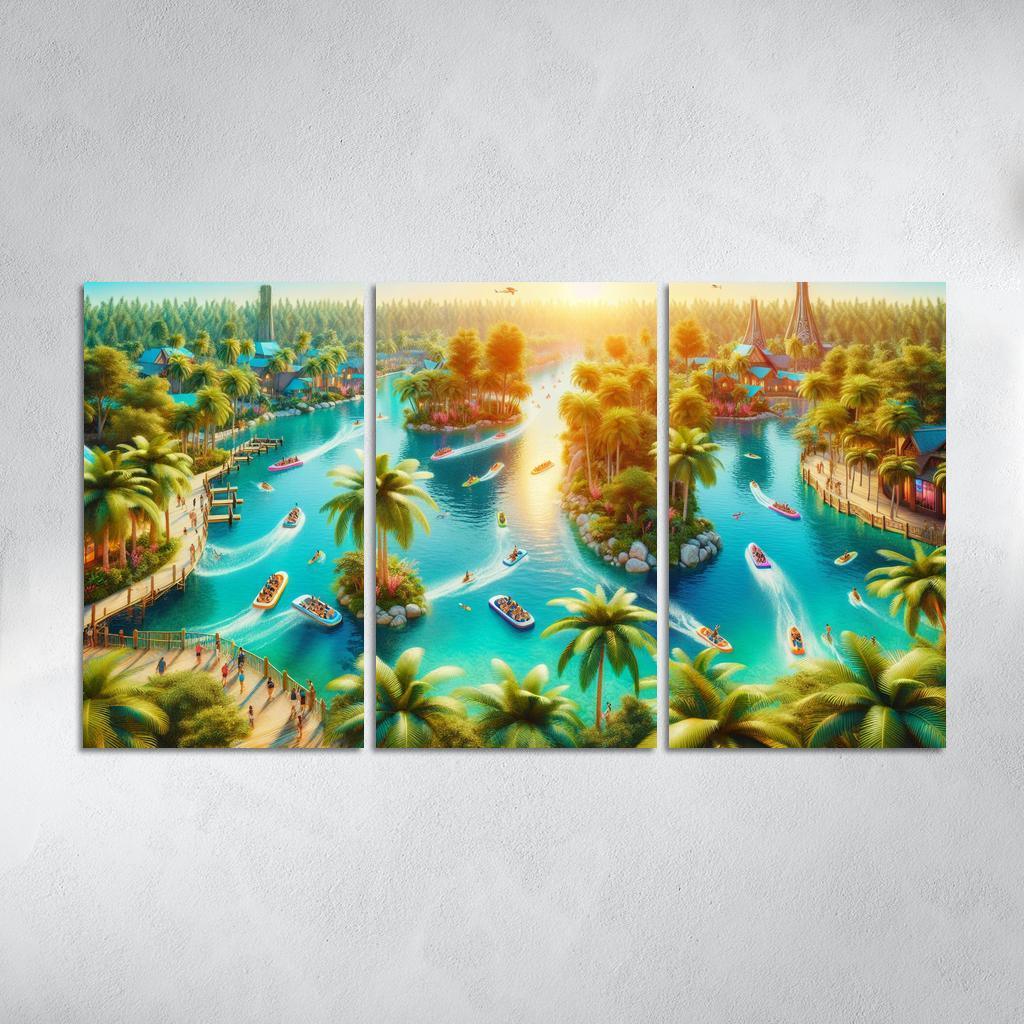 Adventure Lagoon Watersports Paradise Canvas Paintings Frame
