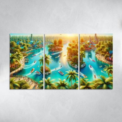 Adventure Lagoon Watersports Paradise Canvas Paintings Frame