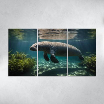 The Mysterious Manatee Gentle Giant Of The Waters Modern Paintings Frame