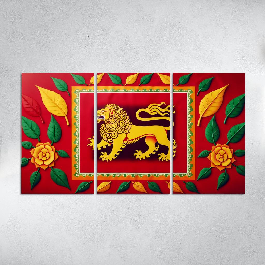 Legacy of Peace The Flag of Sri Lanka 3 Piece HD Canvas Wall Art-Original Frame