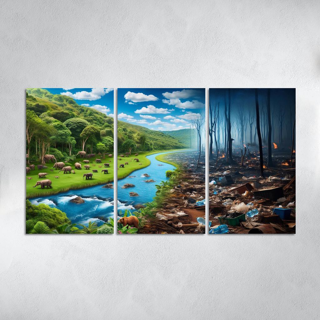 Nature's Cry Environmental Sustainability And Action Multi-panel Paintings