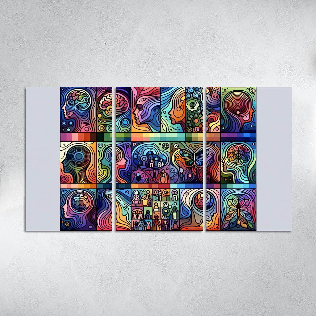 Awakening Awareness Mental Health Advocacy Through Art Multi-panel Paintings