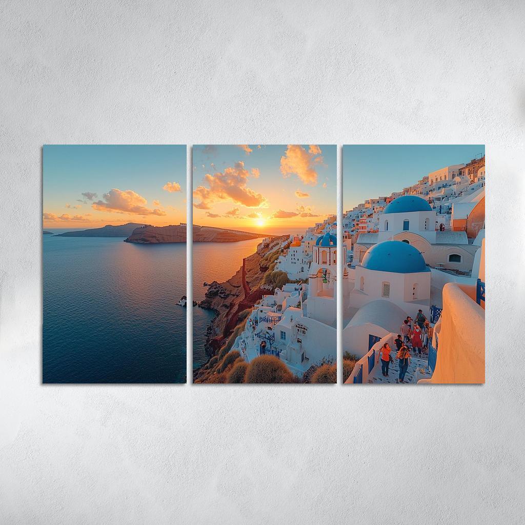 Santorini's Oia Village Abstract Paintings Frame