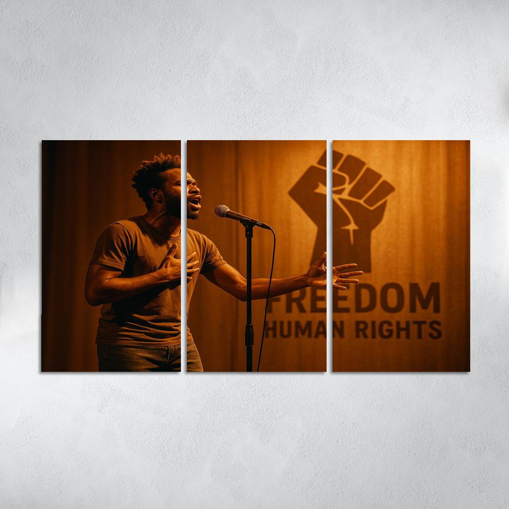 Voices Of Freedom Through Spoken Word Poetry Canvas Paintings Frame