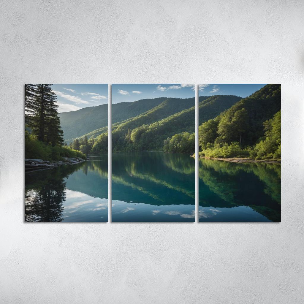 The Mesmerizing View Of Crystal Blue Lakes Oil Paintings Frame