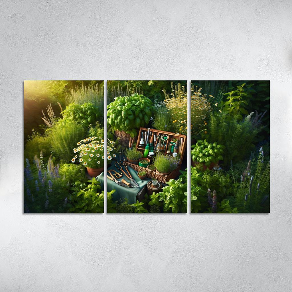 Herbalism Cultivate Your Healing Garden 3 Piece HD Canvas Wall Art-Original Frame