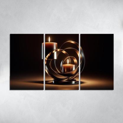 Sculptural Metal Candle Holders 3 Piece HD Canvas Wall Art-Original Frame