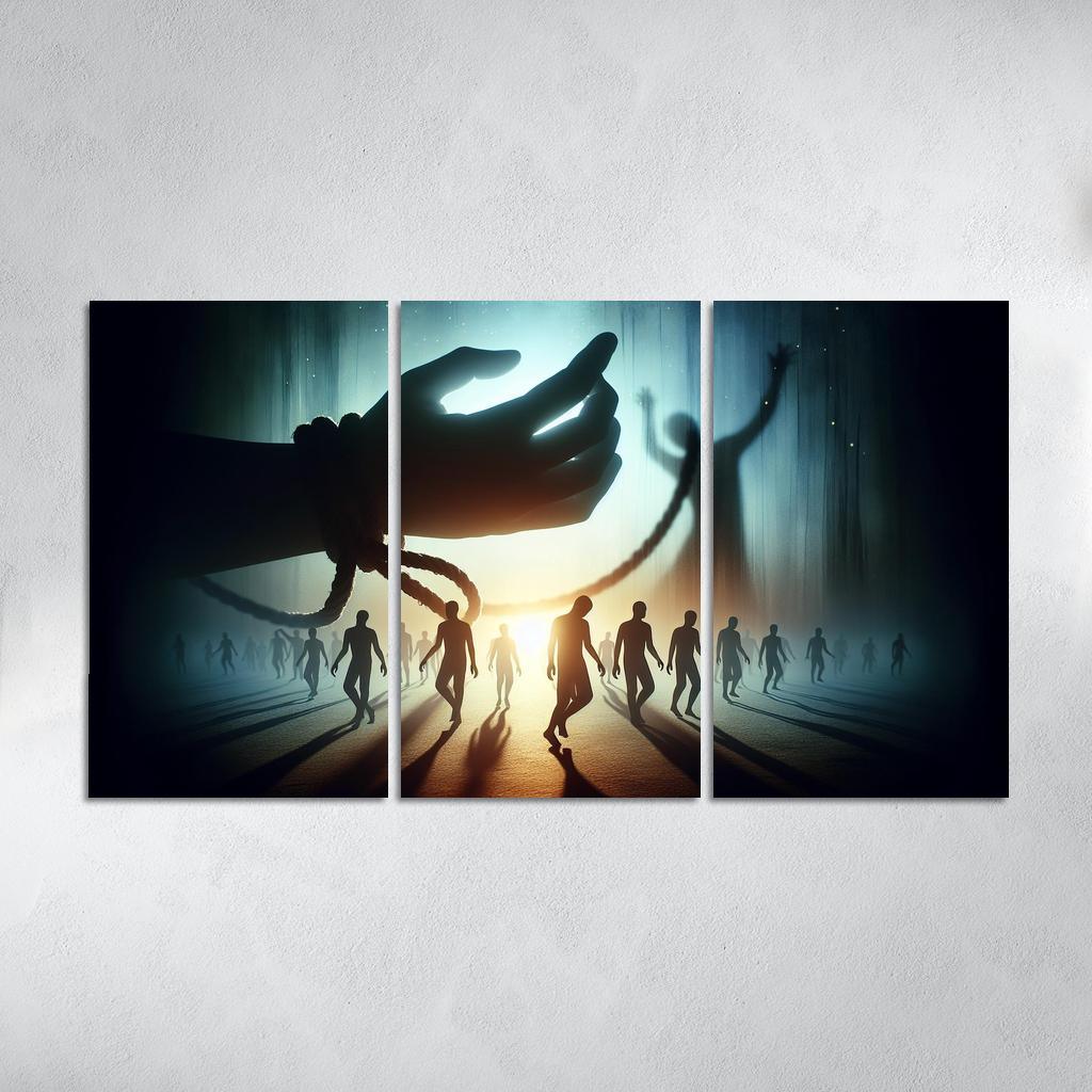 Invisible Threads Art on Human Trafficking Awareness 3 Piece HD Canvas Wall Art-Original Frame