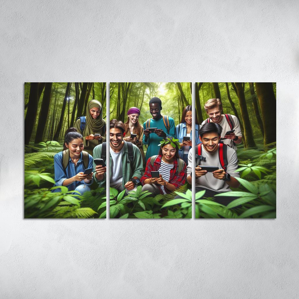 Geocaching The Modern Treasure Hunt 3 Piece HD Canvas Wall Art-Original Frame