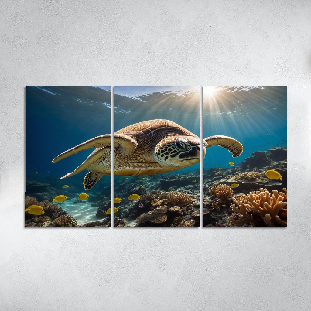 The Fascinating Great Barrier Reef Turtle Ancient Navigator Oil Paintings Frame