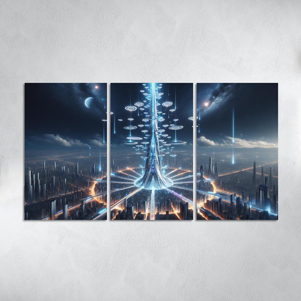 The Technomancer's Spire 3 Piece HD Canvas Wall Art-Original Frame