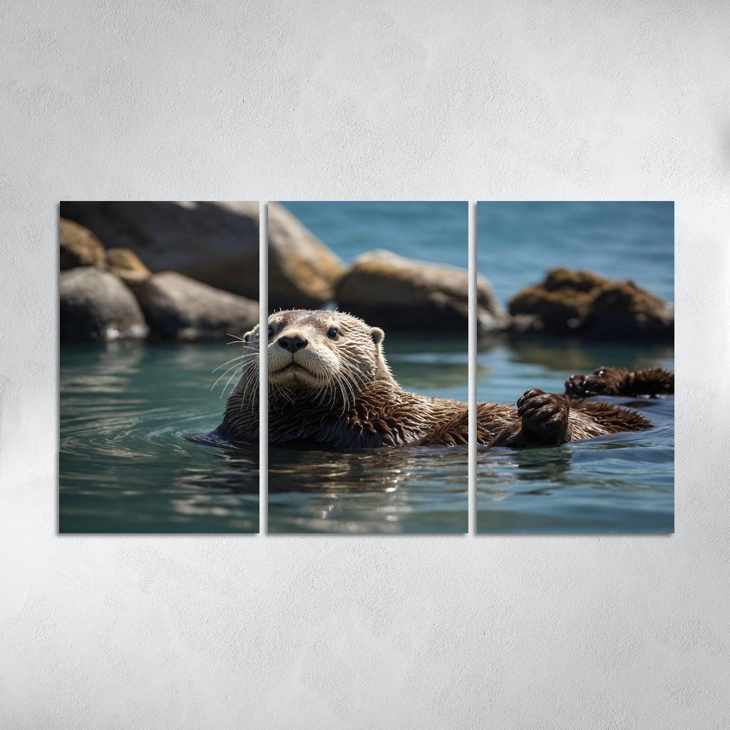 The Playful Sea Otter In Coastal Waters Canvas Paintings Frame