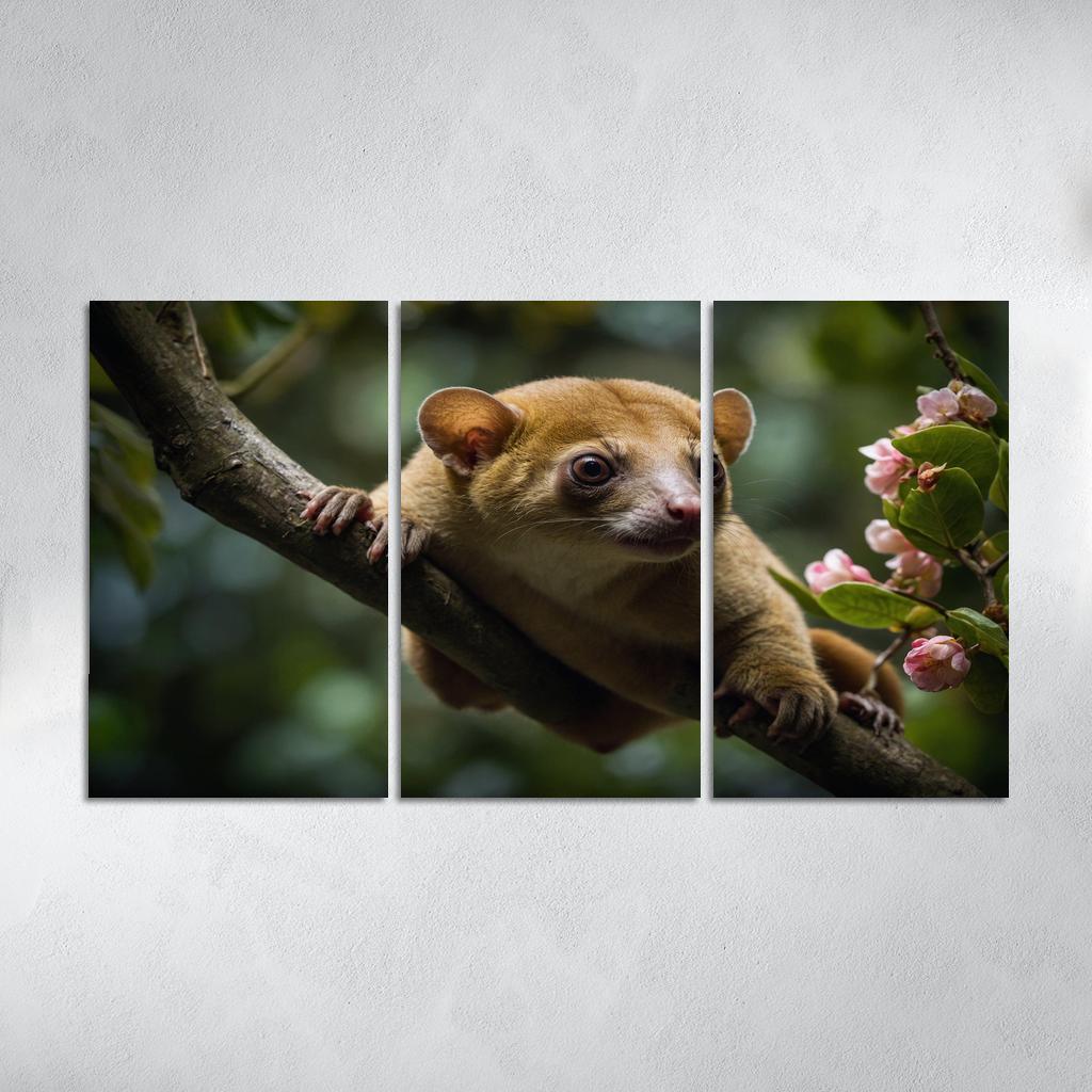 The Exotic Kinkajou In The Rainforest Canopy Framed Paintings