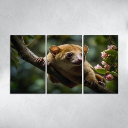 The Exotic Kinkajou In The Rainforest Canopy Framed Paintings