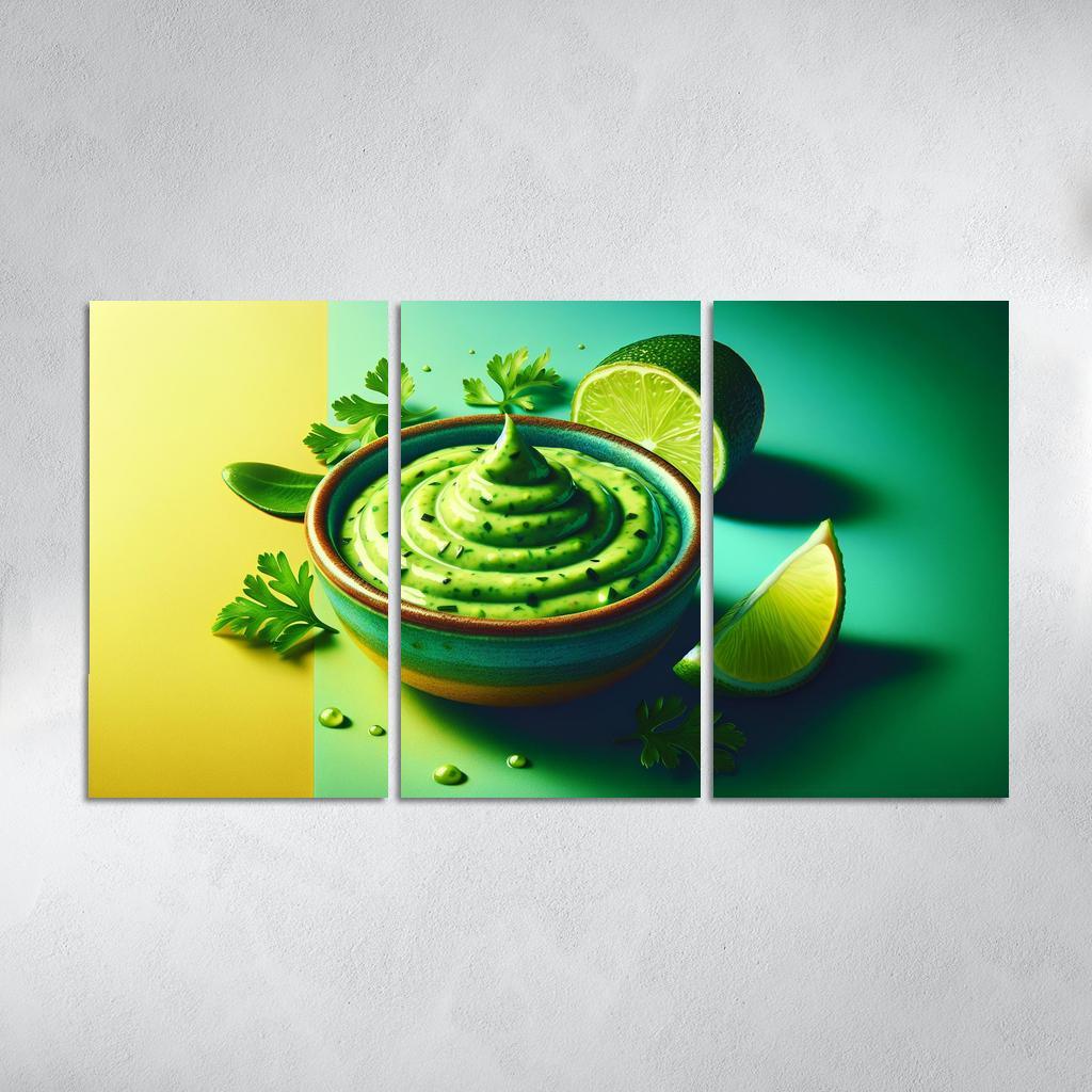 Creamy Avocado Lime Dressing 3 Piece HD Canvas Wall Art-Original Frame