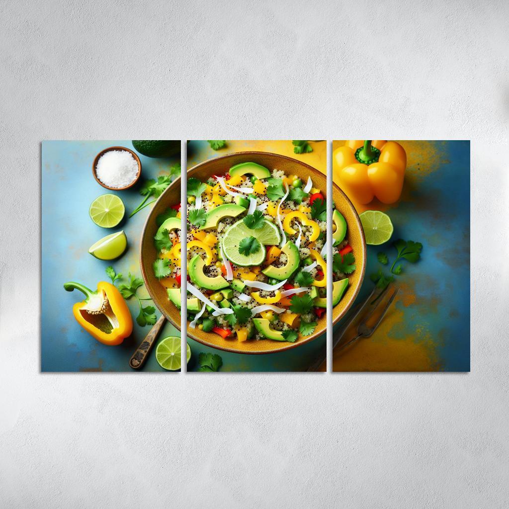 Coconut Lime Quinoa Salad 3 Piece HD Canvas Wall Art-Original Frame