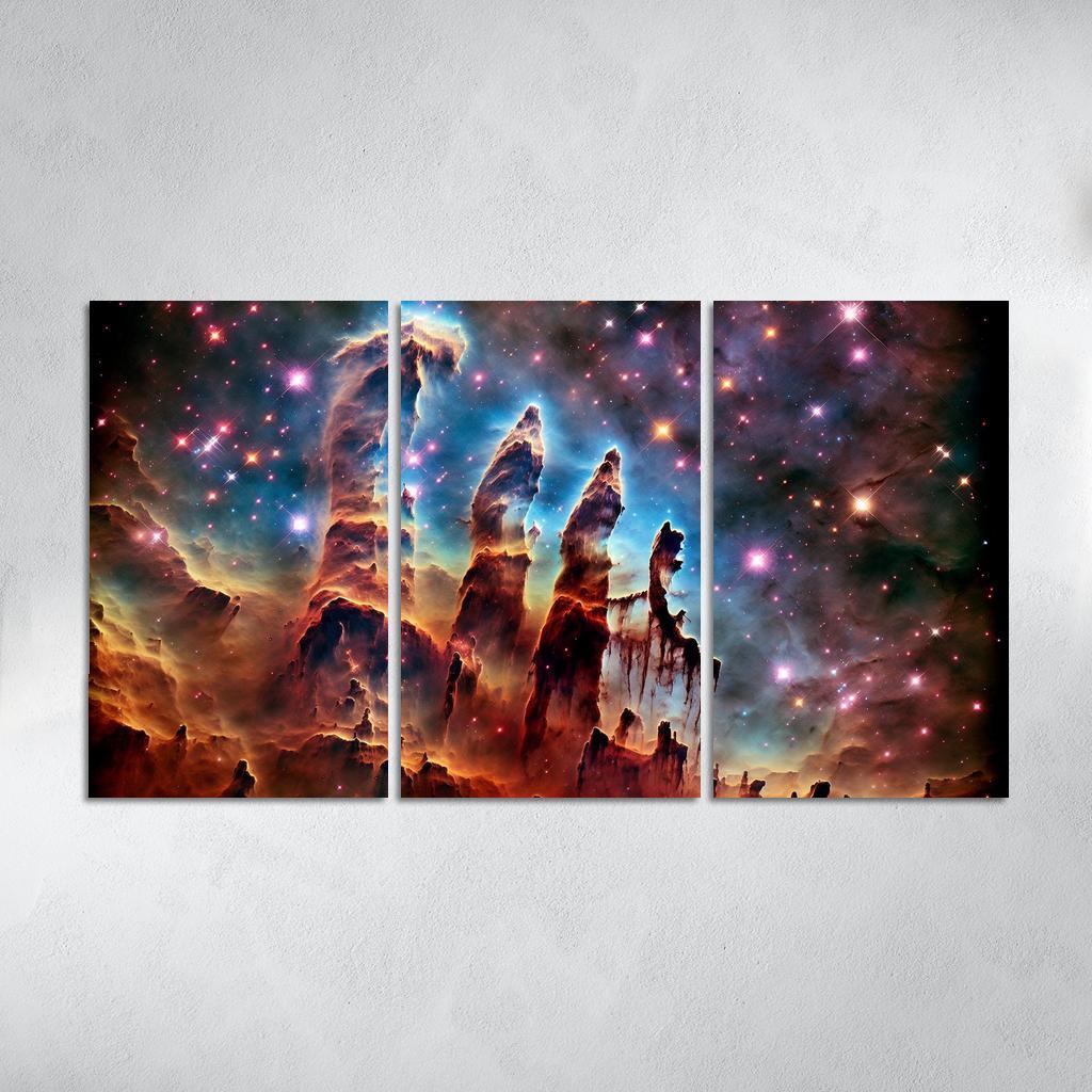The Majestic Pillars of Creation 3 Piece HD Canvas Wall Art-Original Frame