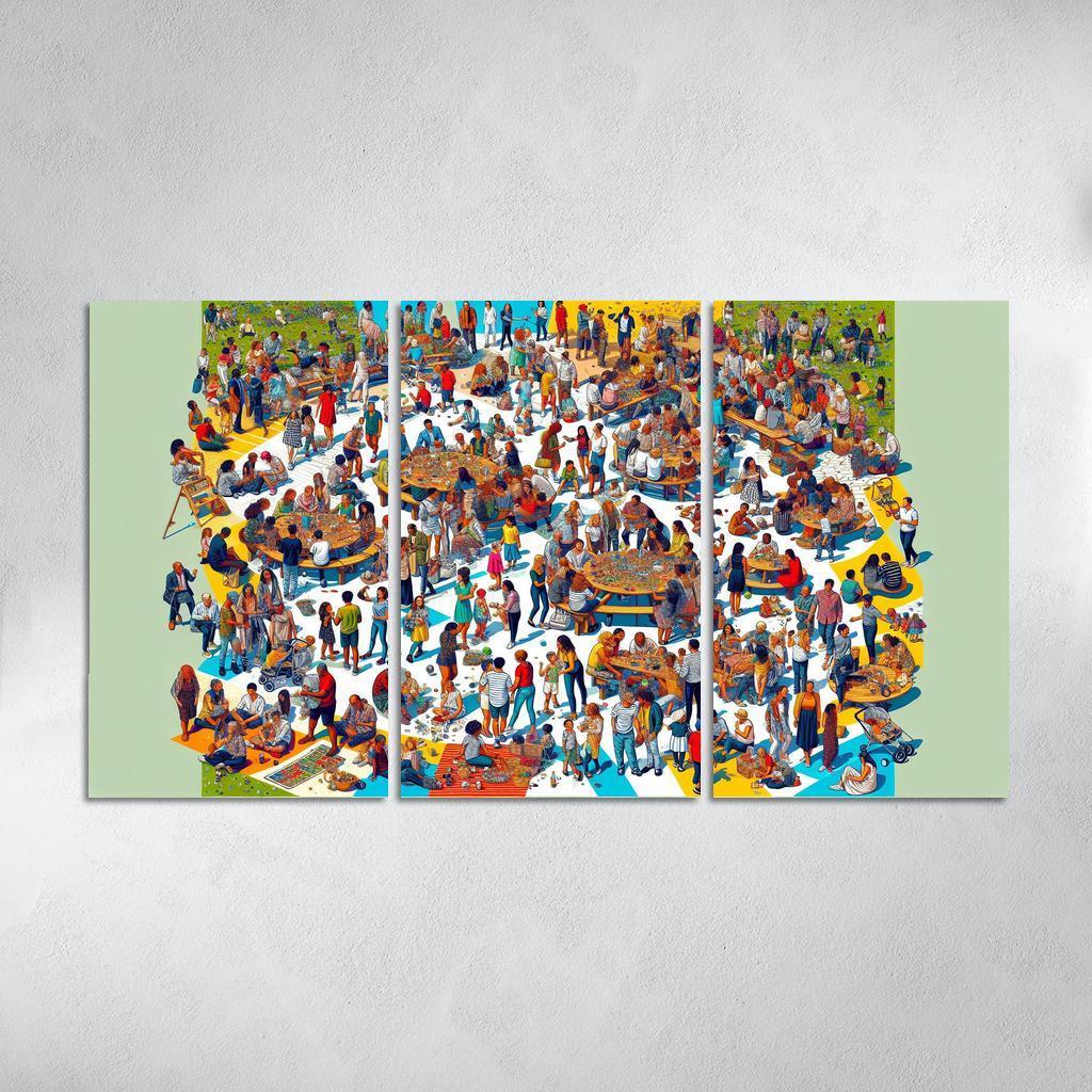 Shared Spaces Celebrating Community And Togetherness Multi-panel Paintings