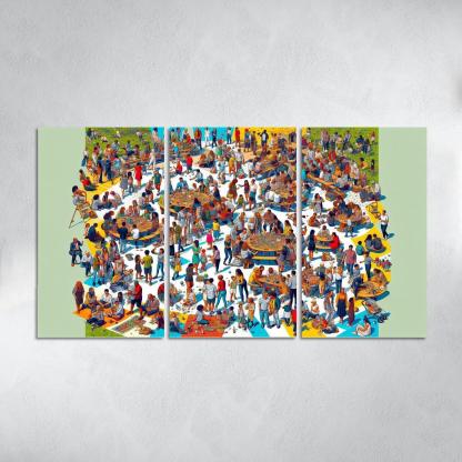 Shared Spaces Celebrating Community And Togetherness Multi-panel Paintings