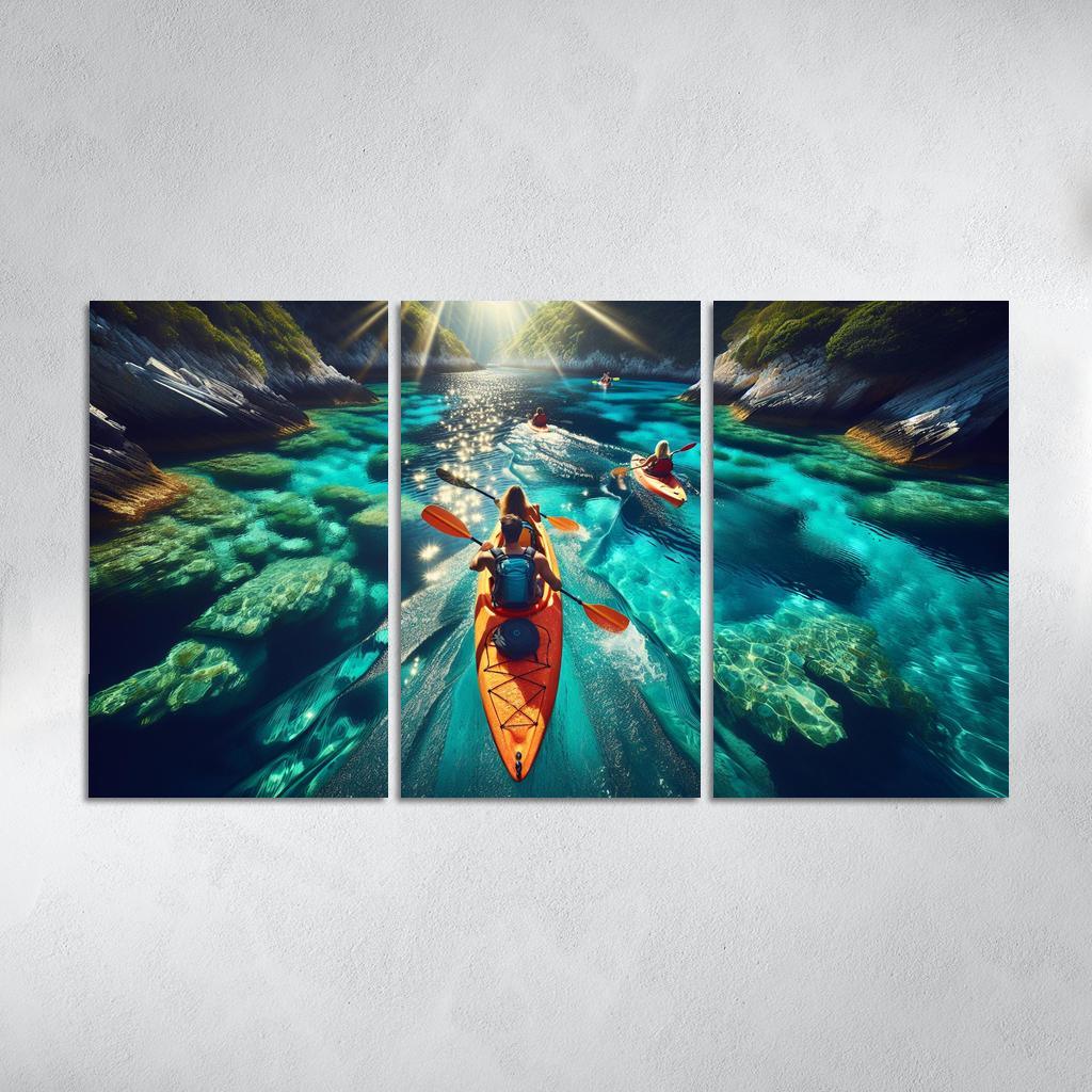 Glistening Waters Kayaking Paradise Abstract Paintings Frame
