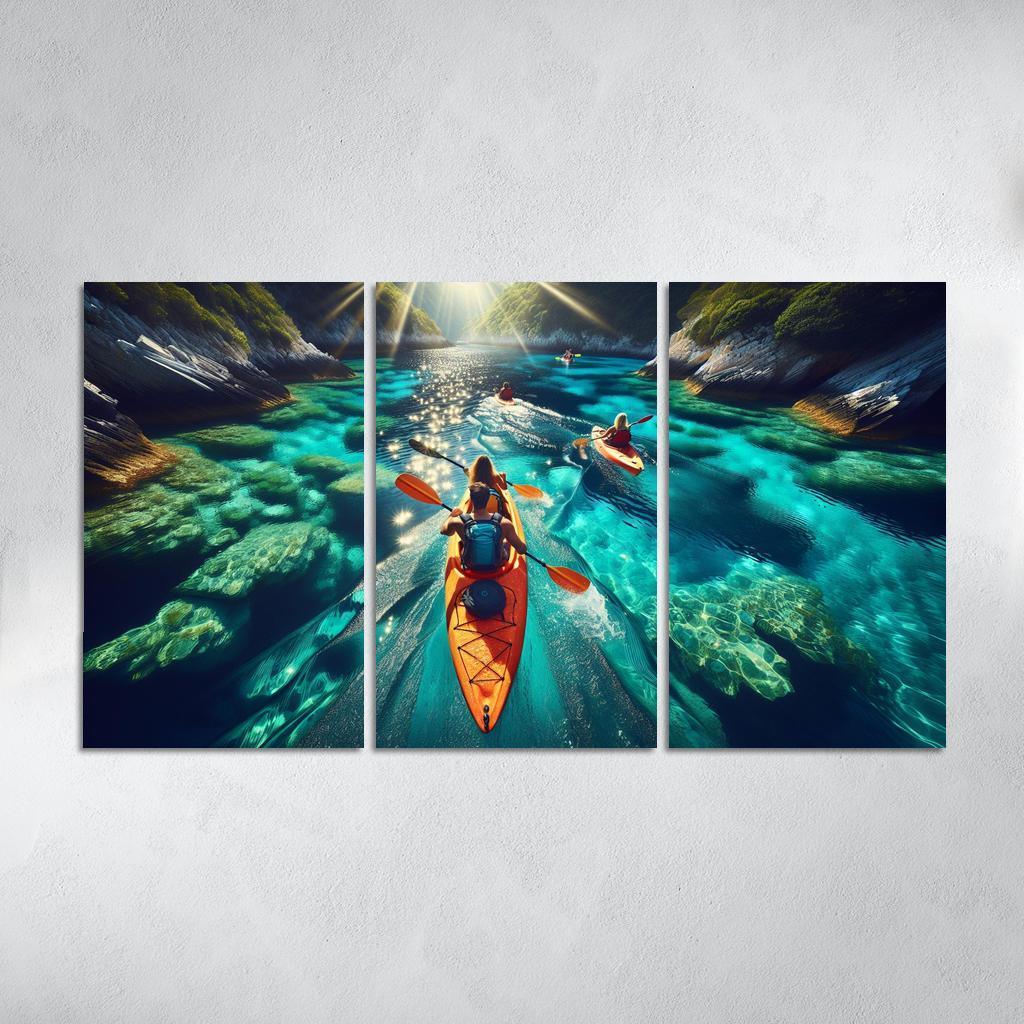 Glistening Waters Kayaking Paradise Abstract Paintings Frame