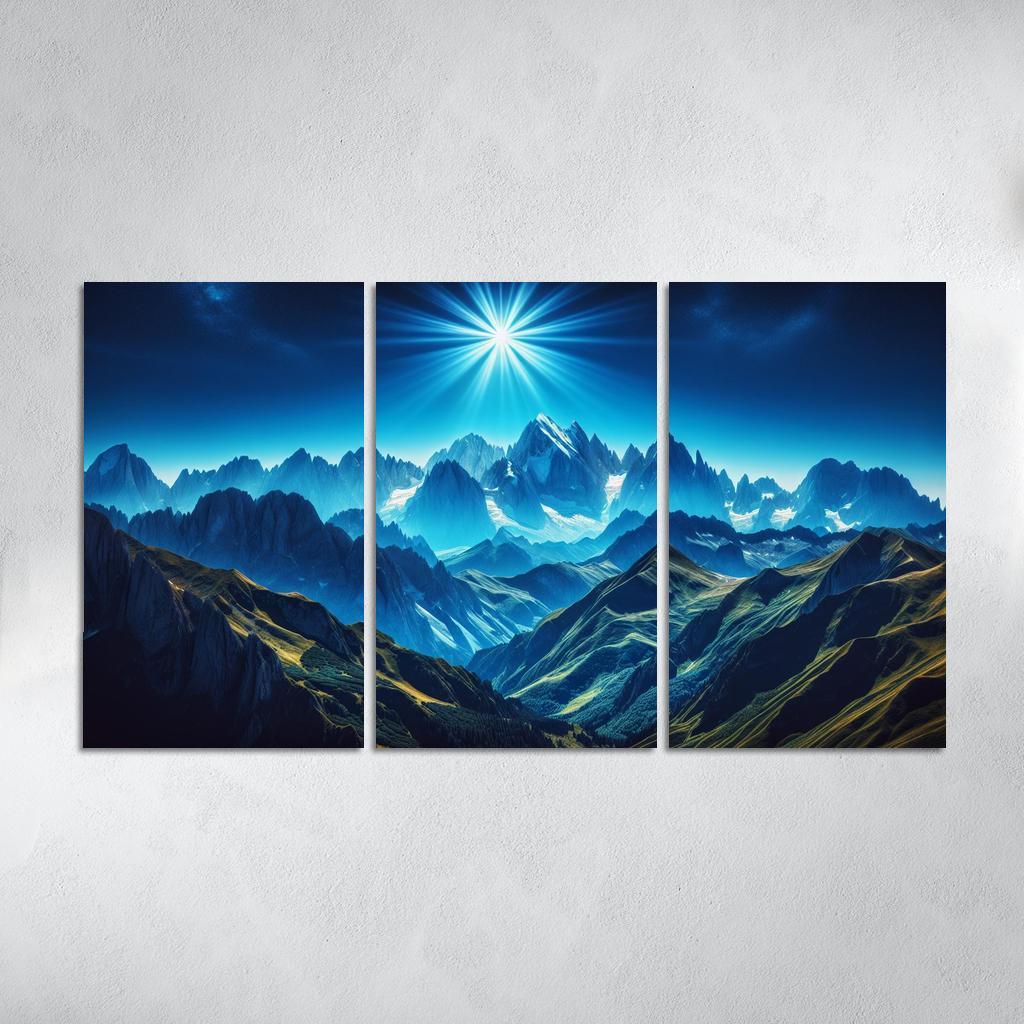 The Majestic Peaks Of Azure Mountain Range Custom Paintings Frame