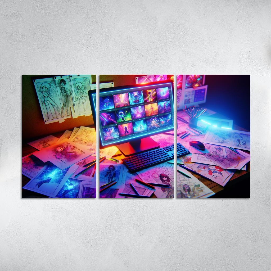 Storytelling through Digital Animation 3 Piece HD Canvas Wall Art-Original Frame