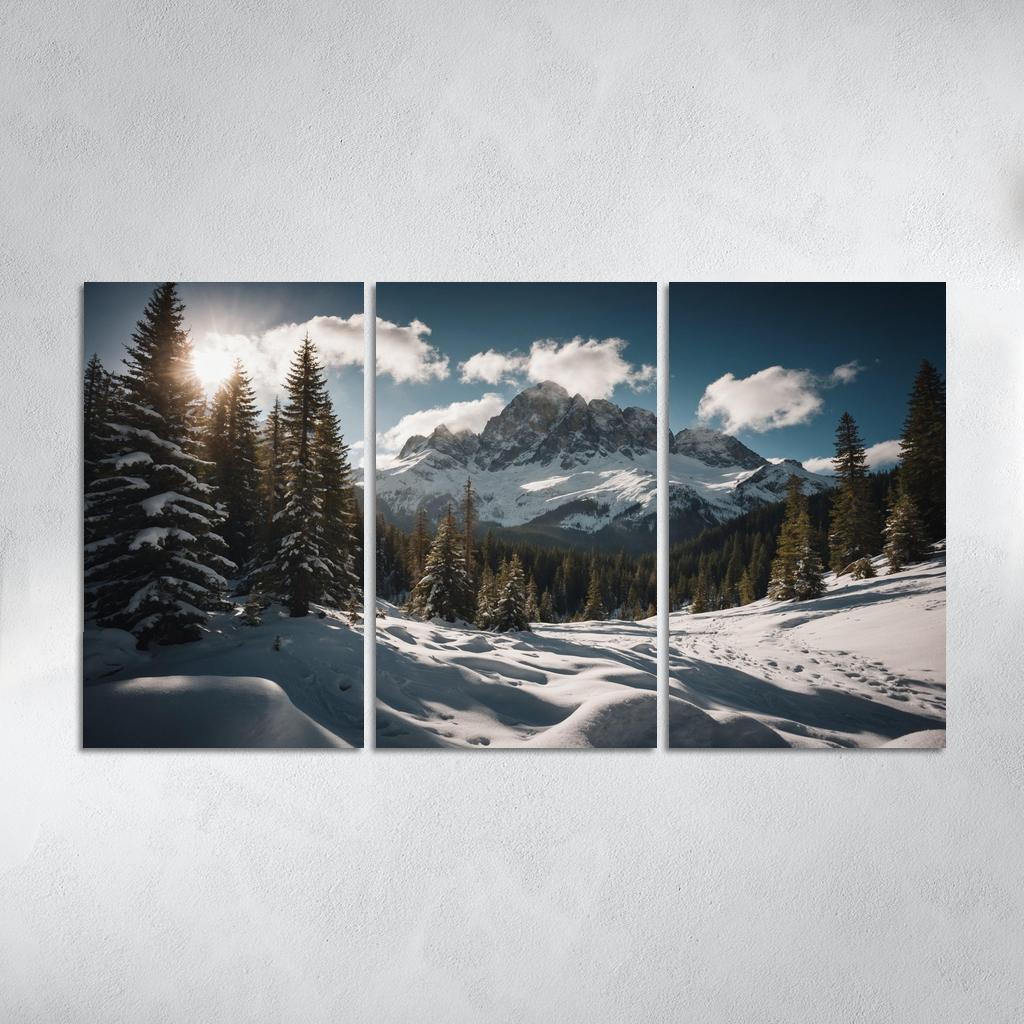 The Serene Peaks Of Snowy Mountain Range Multi-panel Paintings