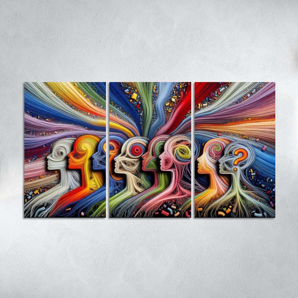 Threads of Resilience Art on Mental Health Awareness 3 Piece HD Canvas Wall Art-Original Frame