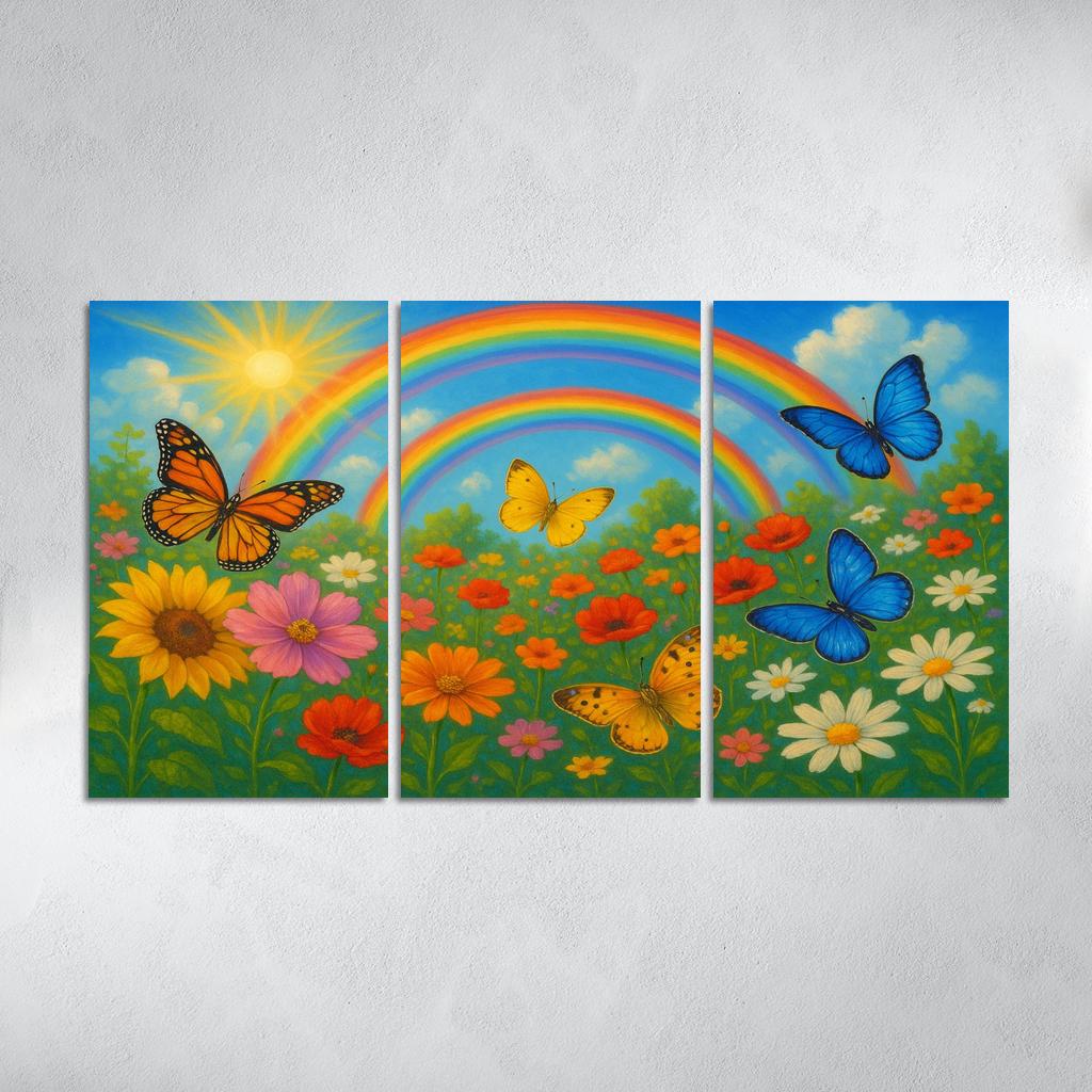 Rainbow Garden - Magical Nature Scene Framed Paintings