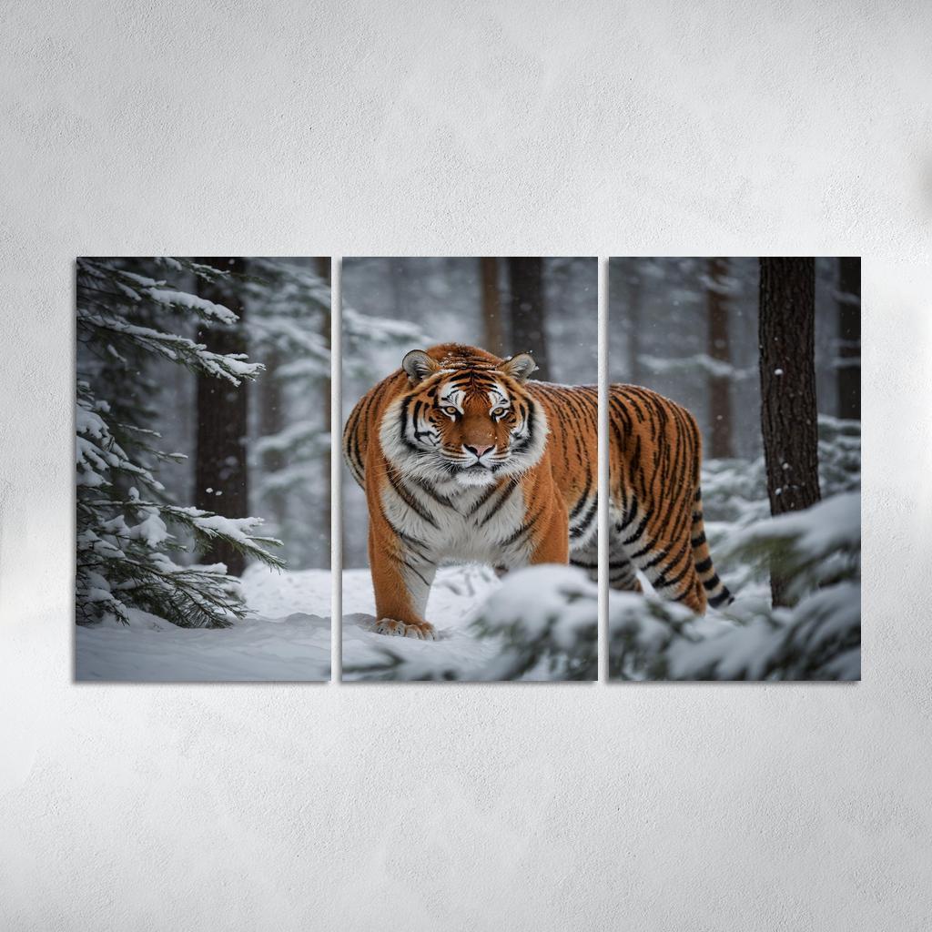 The Powerful Siberian Tiger In The Wild Framed Paintings