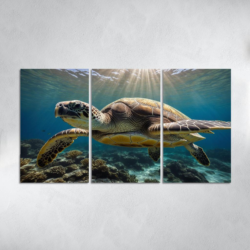 The Stunning Green Sea Turtle Multi-panel Paintings